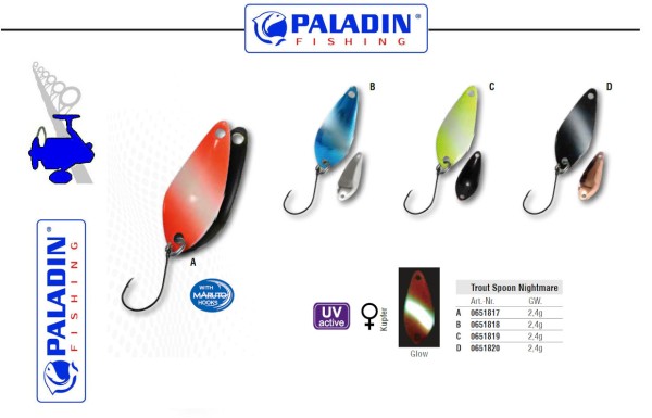 Paladin Premium Trout Spoon - Forellenblinker - Nightmare - 2,4g - vers.Design