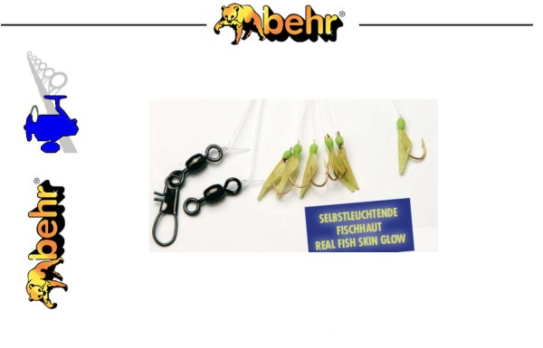 Behr Angelsport Meeressystem Makrelen Heringsystem - echte Fischhaut - hell - Gr.6 - L:1,45m - 0,30