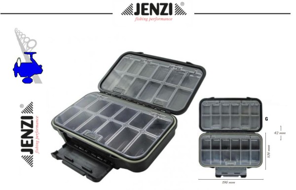 Jenzi Kunstköder - Kleinteilebox - 3 Klappfächer 196x106x42mm