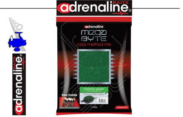 Adrenaline Baits MegaByte Carp Method Mix - Betaine - Green - Inh.1,4kg - inkl. free Booster