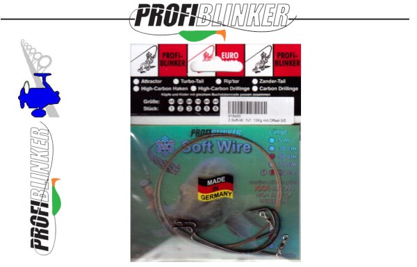 Profi-Blinker 7x7 Soft-Wire mit Offset Haken - 50cm - Hecht sicher