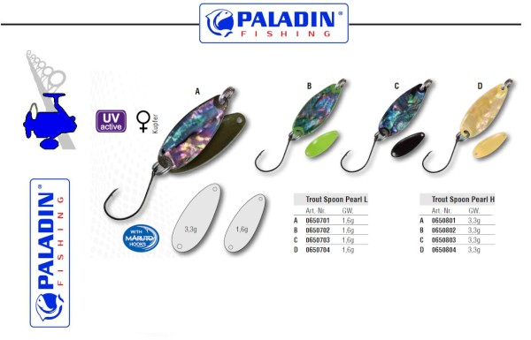 Paladin Trout Spoon XIX - Pearl - 1,6g Perlmut versch. Farbe