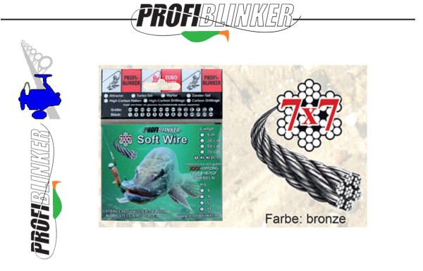 Profiblinker 7x7 Soft-Wire Stahlvorfach 5m - 9kg