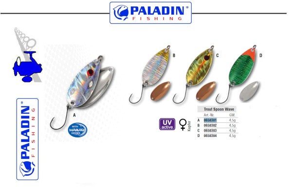 Paladin Trout Spoon XV - WAVE - 4,2g Holo - Perlmut versch. Dekore