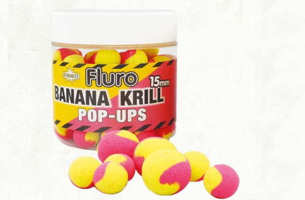 Dynamite Baits Two Tone Pop Ups - Banana - Krill - 15mm - 90g