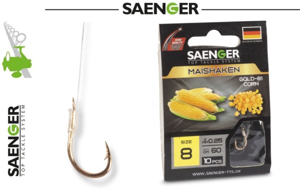 Sänger Carobon Stahl Haken - Maishaken Gold-81 - 60cm -