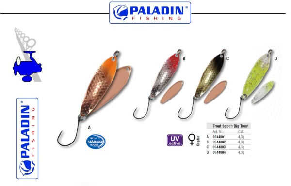 Paladin Trout Spoon No. X - Big Trout - 4,3g - versch. Dekore / Farben