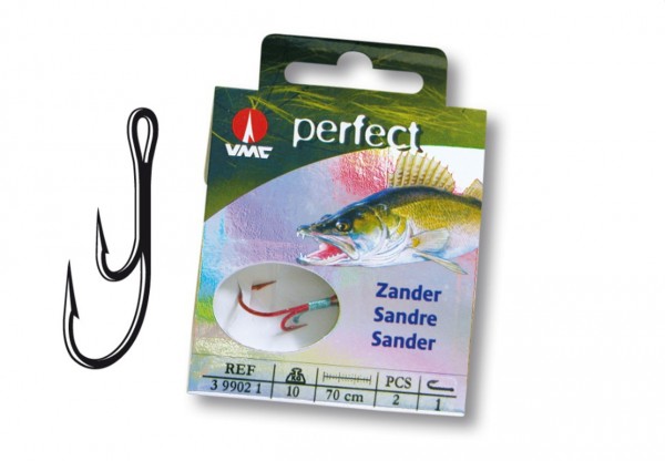 VMC 9902 Zander Ryder Haken Nylon Rot 70cm versch. Gr. Inh 5at.