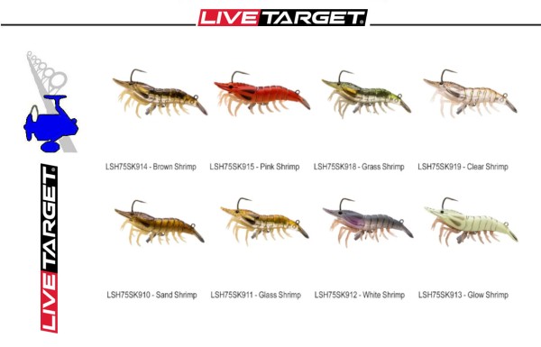 Live Target Live Shrimp 75mm - 9g - Finess Bait - versch. Farben