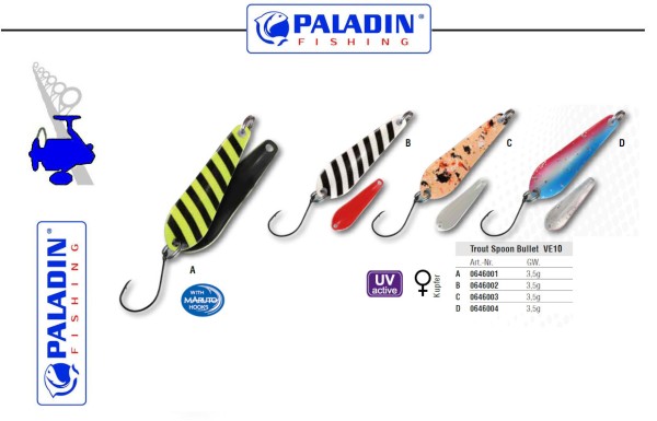 Paladin Trout Spoon No. XII - The Bullet - 3,5g - versch. Dekore / Farben
