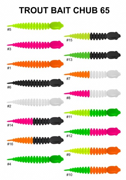 Zielfisch - Trout Bait Chub 65 - 6,5cm 10stck - Knoblauch Garlic - versch. Farben