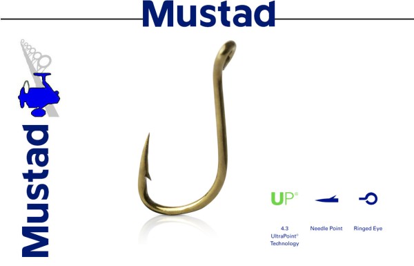 Mustad MU15 Out-Turned Eyed Feeder - Eyed Barbed - 15St.