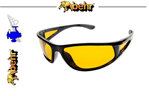 Behr Angelsport Polarisationsbrille - Glas verspiegelt gelb - Rahmen Cat Cay / schwarz