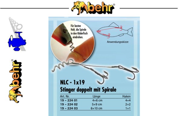 Behr Angelsport NLC 1 x 19 Doppel-Stinger mit Spirale versch. Ausführungen Inh. 1 st