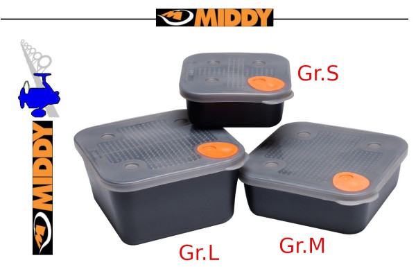 MIDDY Eazy Seal Square Bait Box Middle 2,2pt - Madendose Größe M mit Teilung - 1250ml