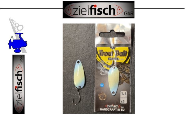Zielfisch - Trout Bait Spoon Factory - ANDI Col.65 - 1,6g - VS Himmel Blau-Glow / RS weiß