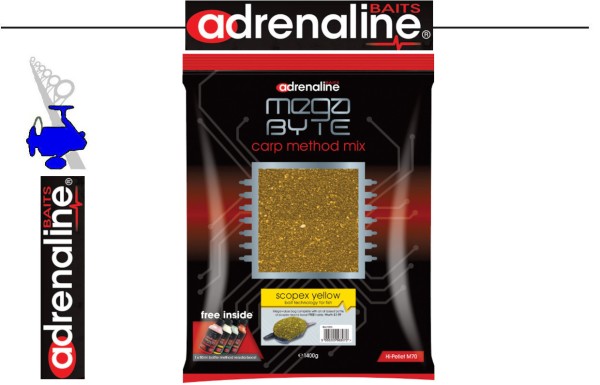 Adrenaline Baits MegaByte Carp Method Mix - Yellow - Scopex - Inh.1,4kg - inkl. free Booster