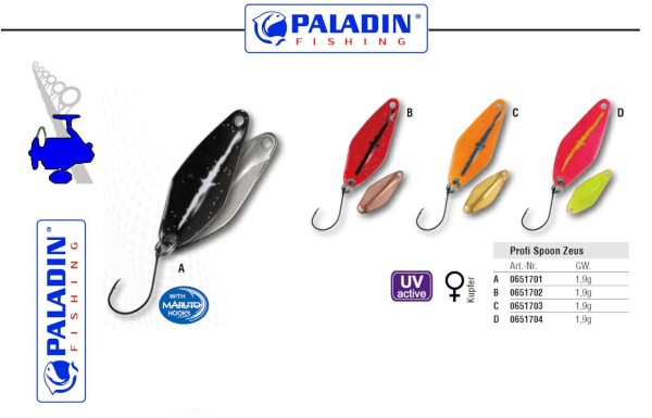 Paladin Profi Spoon - ZEUS - 1,9g versch. Farben