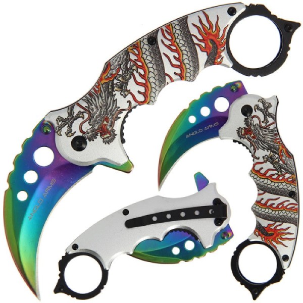 Anglo Arms Karambit Einhandmesser Rainbow Dragon