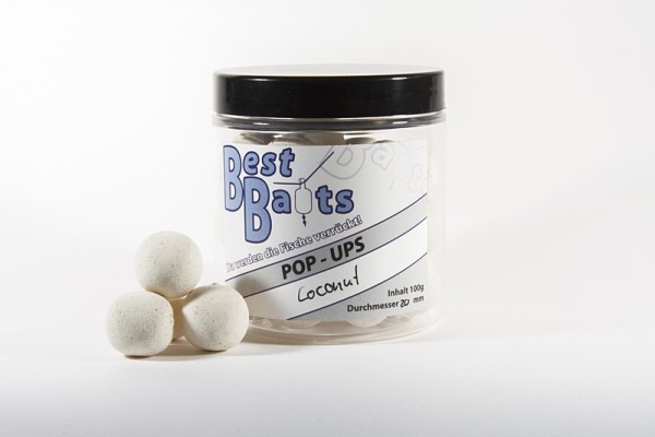 Best Baits Fluo Pop Ups - white Coconut 100g versch. Größen