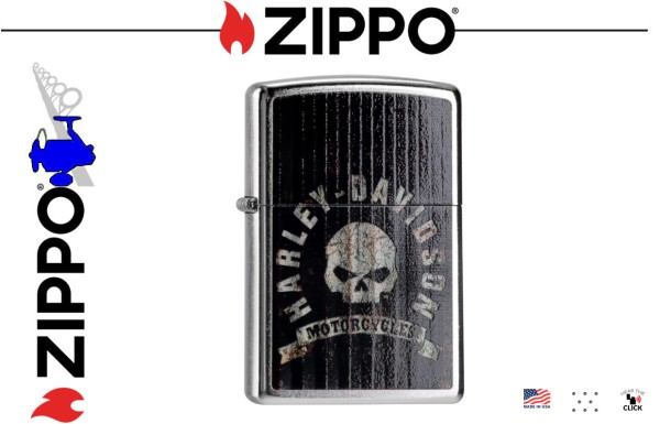 ZIPPO Harley-Davidson® Schriftzug mit Totenkopf