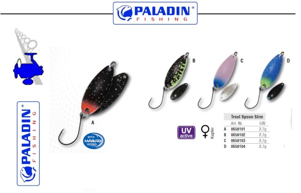 Paladin Trout Spoon XIII - 2,5g - Slim 2,7g versch. Dekore