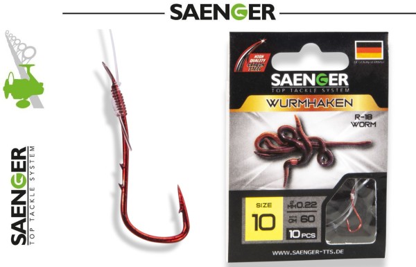 Sänger Carbon Stahl Haken - Wurm Haken R-18- 60cm