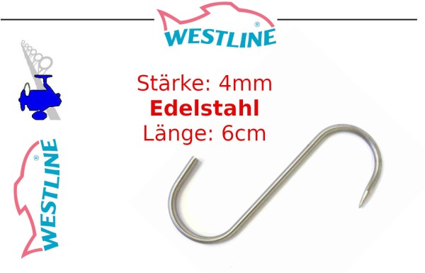 Westline Räucherhaken Edelstahl - 10st - 6cm - 4mm