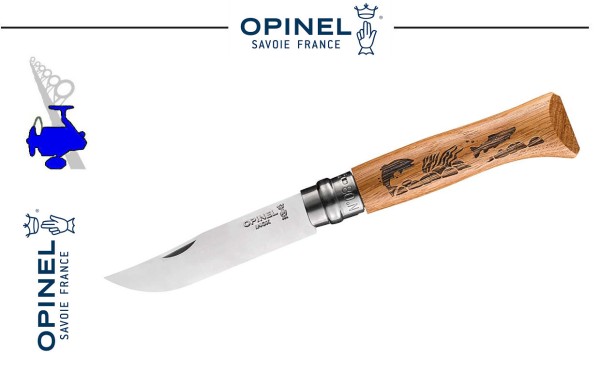 Opinel Taschenmesser No 08 ANIMALIA, Fisch, Eiche, rostfrei