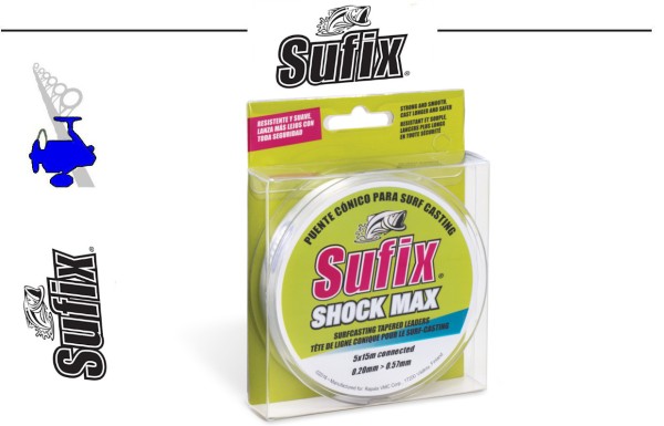 Sufix SHOCK MAX 5x15m Tapered Line - Clear -