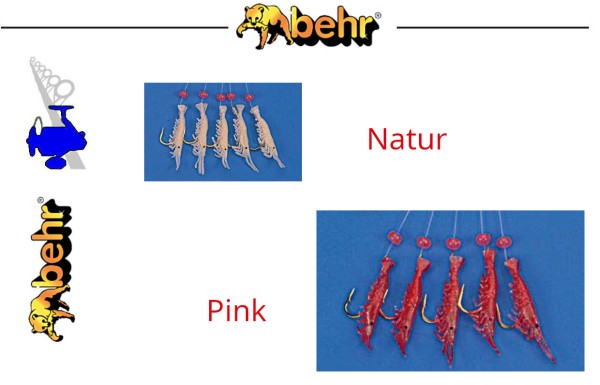 Behr Angelsport Meeressystem Makrelen Heringsystem Baby Shrimp System Natur - Gr.2 - L.1,40m - 0,40m