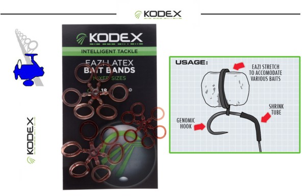 KODEX Eazi Latex Bait Bands - Mixed Sizes - Inh.18st