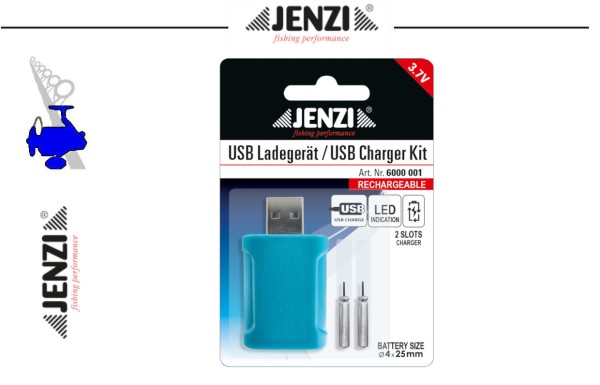 Jenzi USB Ladegerät / Stab Batterie 2st - 3V - CR425 - kurz 4x25mm