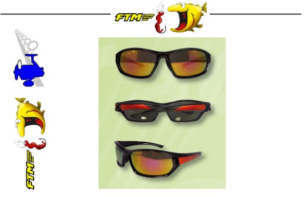 FTM Polarisationsbrille - Glas gelb - Rahmen schwarz / rot-orange