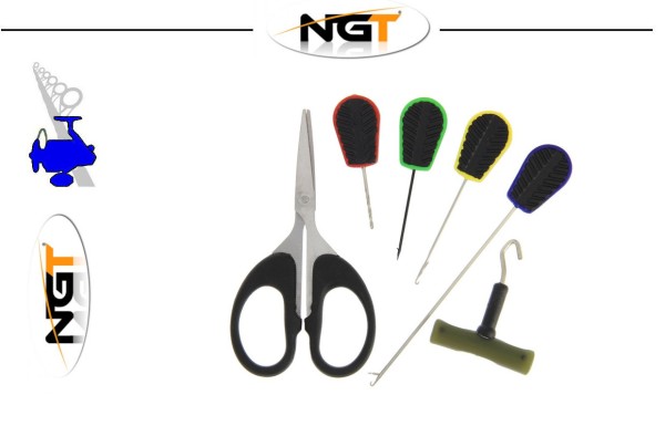 NGT Baiting Needle & Braid Scissor Set - 6 Teilig